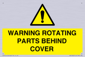 WARNING ROTATING PARTS BEHIND COVER